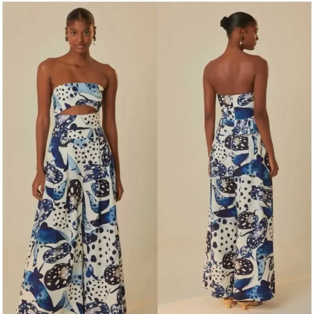 Farm Rio Mantas Strapless Maxi Jumpsuit - Picture 2 of 8